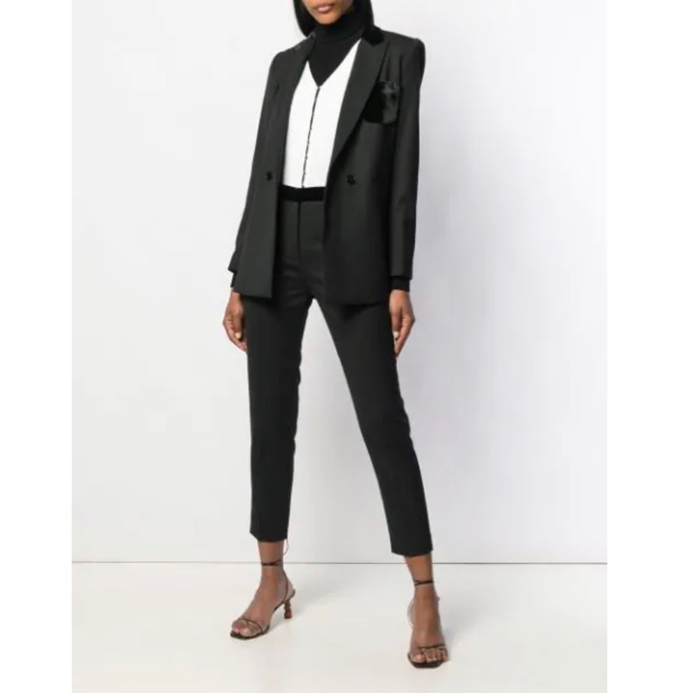 Sandro Suit Jacket & Trousers | Velvet Trimmed Suit | FR 40